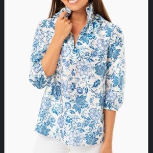 Tuckernuck Chintz Ruffle Neck Blouse - CLOSET CLEAR OUT SALE
